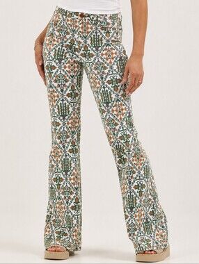 NWT Wrangler Vintage High Rise Fierce Flare - Floral Print Jeans Boho 6/28x32